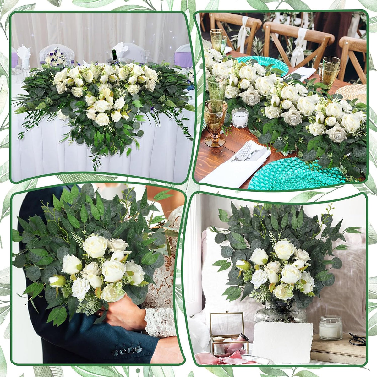 Giegxin 18 Pcs 22" Artificial Eucalyptus Greenery Stem Faux Italian Ruscus