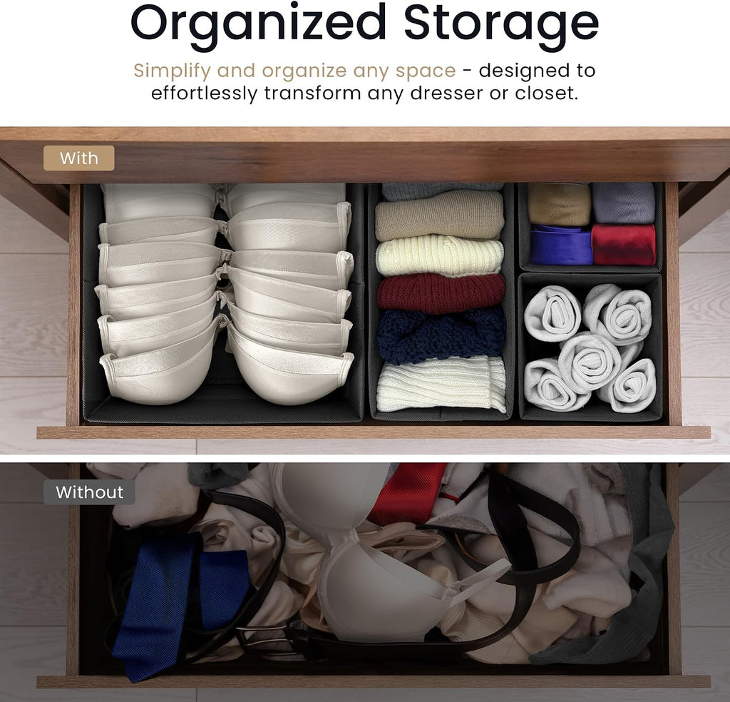 Reli. Drawer Organizers Clothes 14 Pack | Foldable Dresser Drawer Organizer