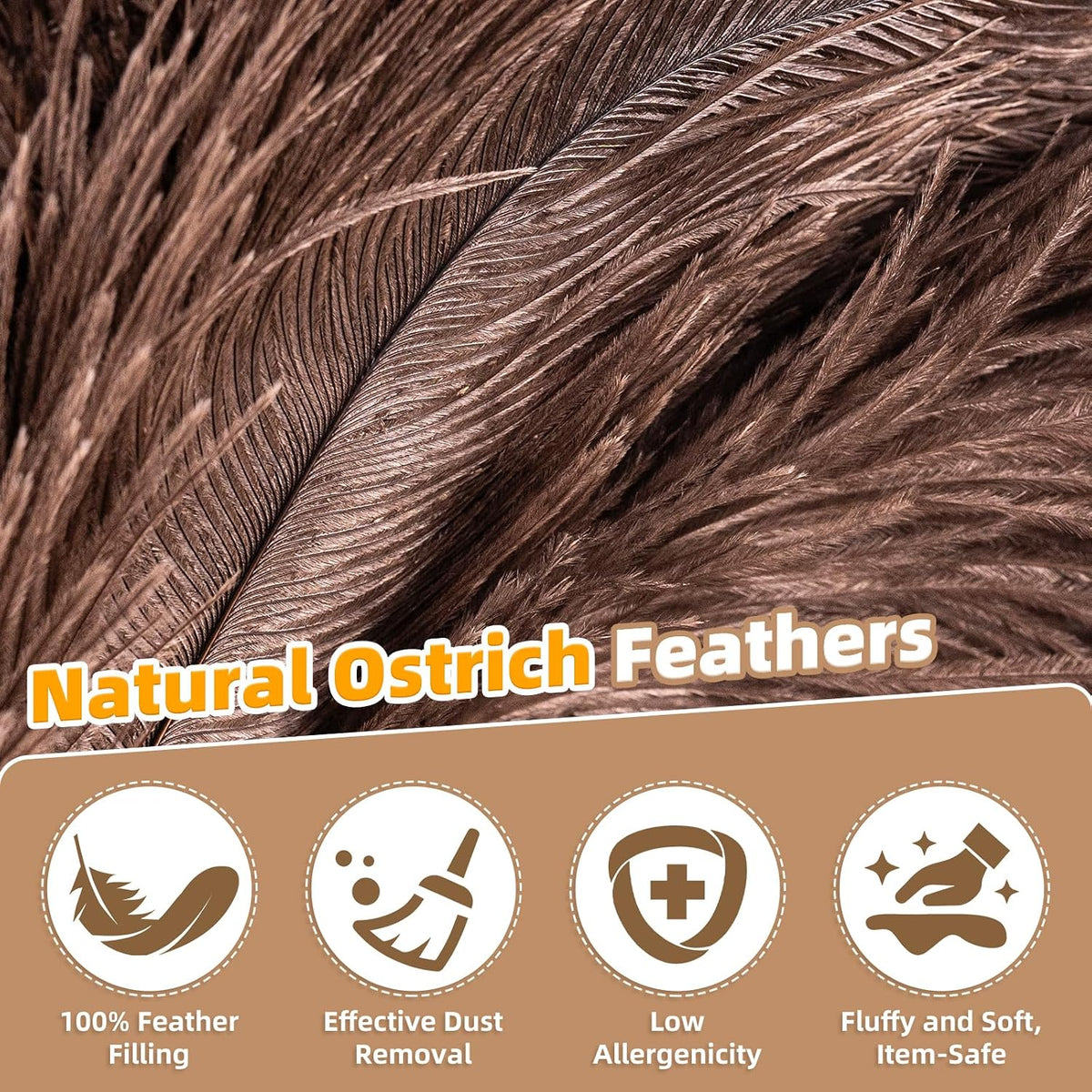 Extendable Ostrich Feather Duster for Cleaning with 49 inch Rotatable Pole