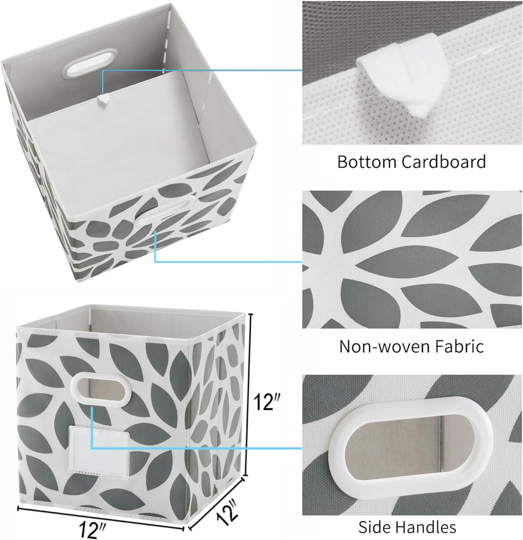 MAX Houser Open Home Storage Bins with Plastic Handles, Set of 6, Grey