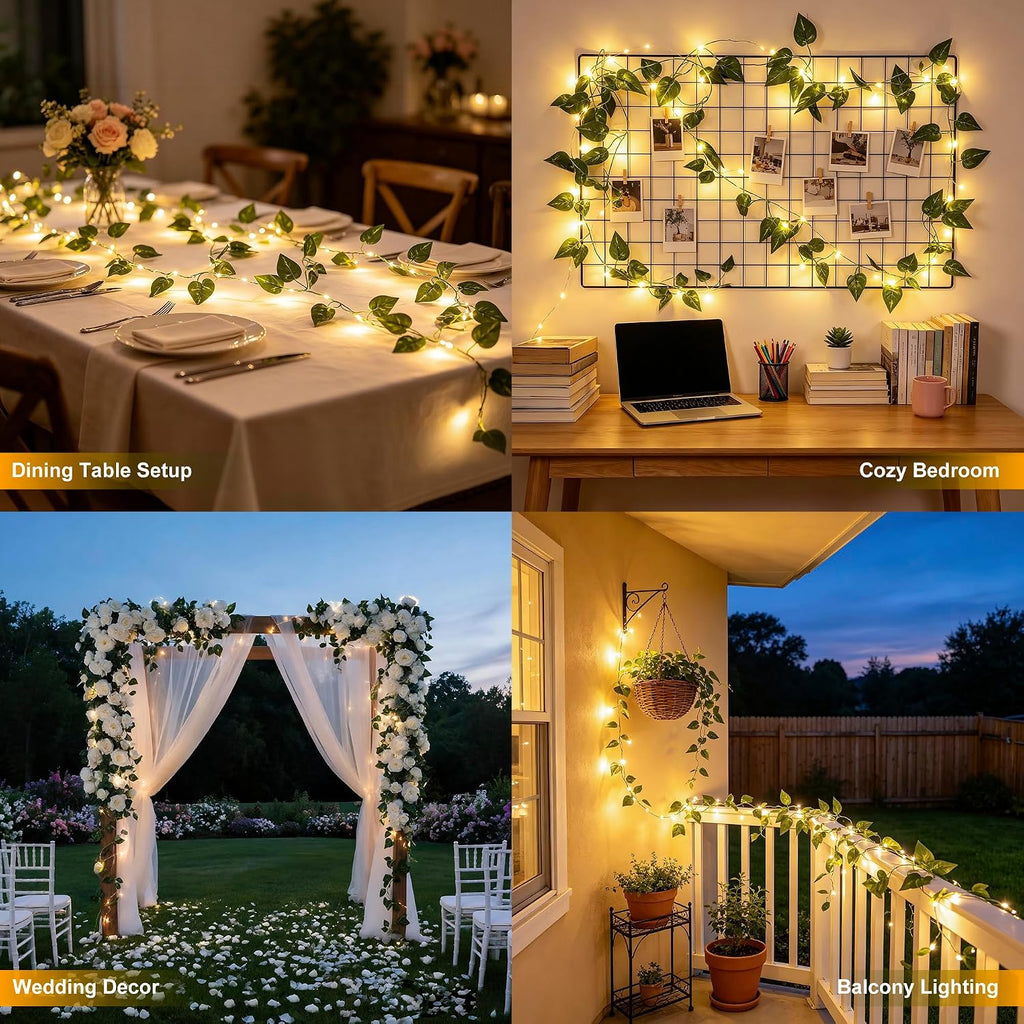 Vine Fairy Lights, 6.5FT 40 LEDs Pothos String Lights Indoor, 2 Pack