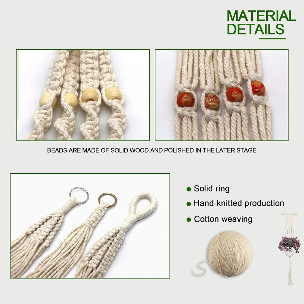 IGaiety 5 Pack Macrame Plant Hangers with Hooks for Indoor Outdoor Decor