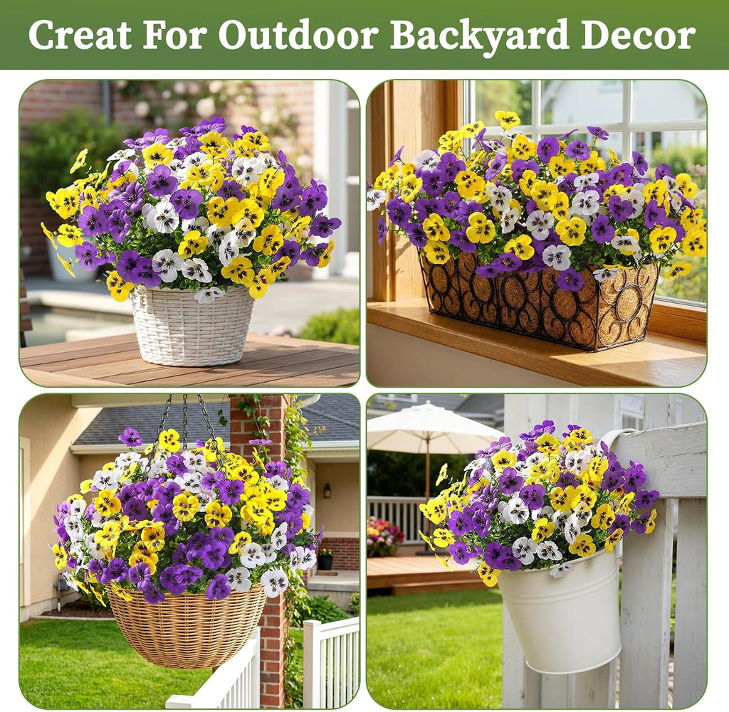 Alupssuc 48 Bundles Artificial Flowers UV Resistant for Outdoor Decor