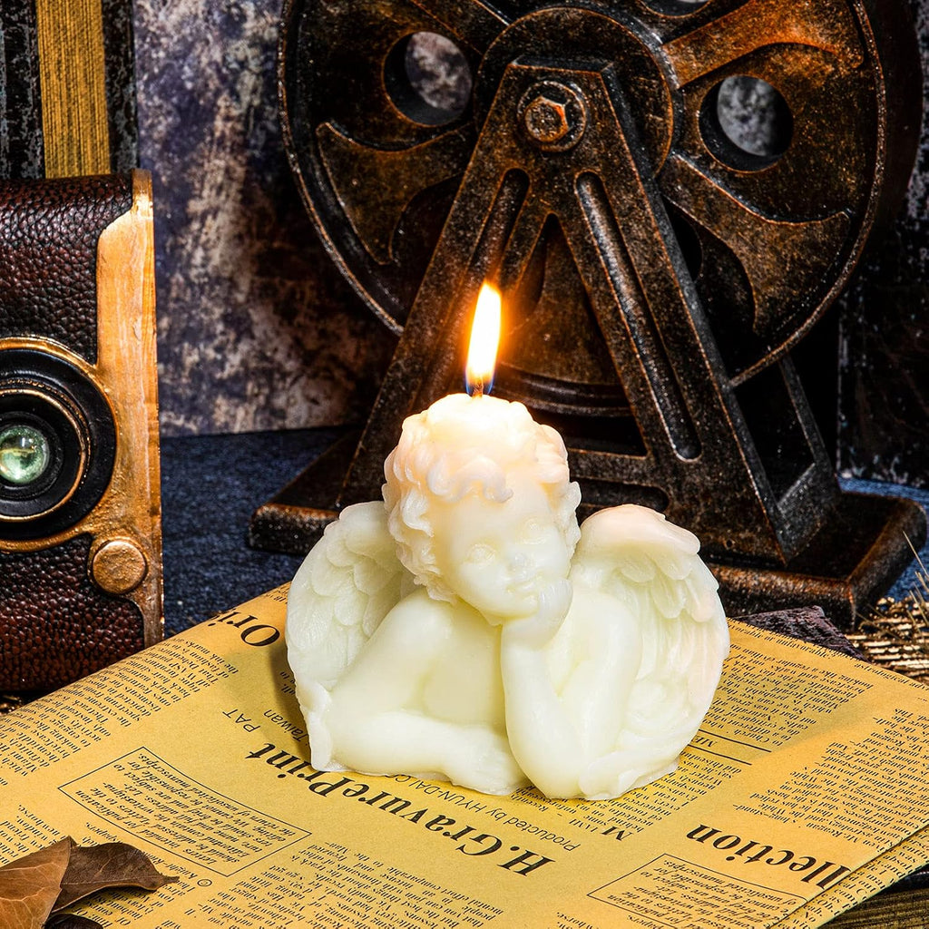 Nuanchu 2 Pieces Angel Candle Scented Candle Wax Vegan Room,White