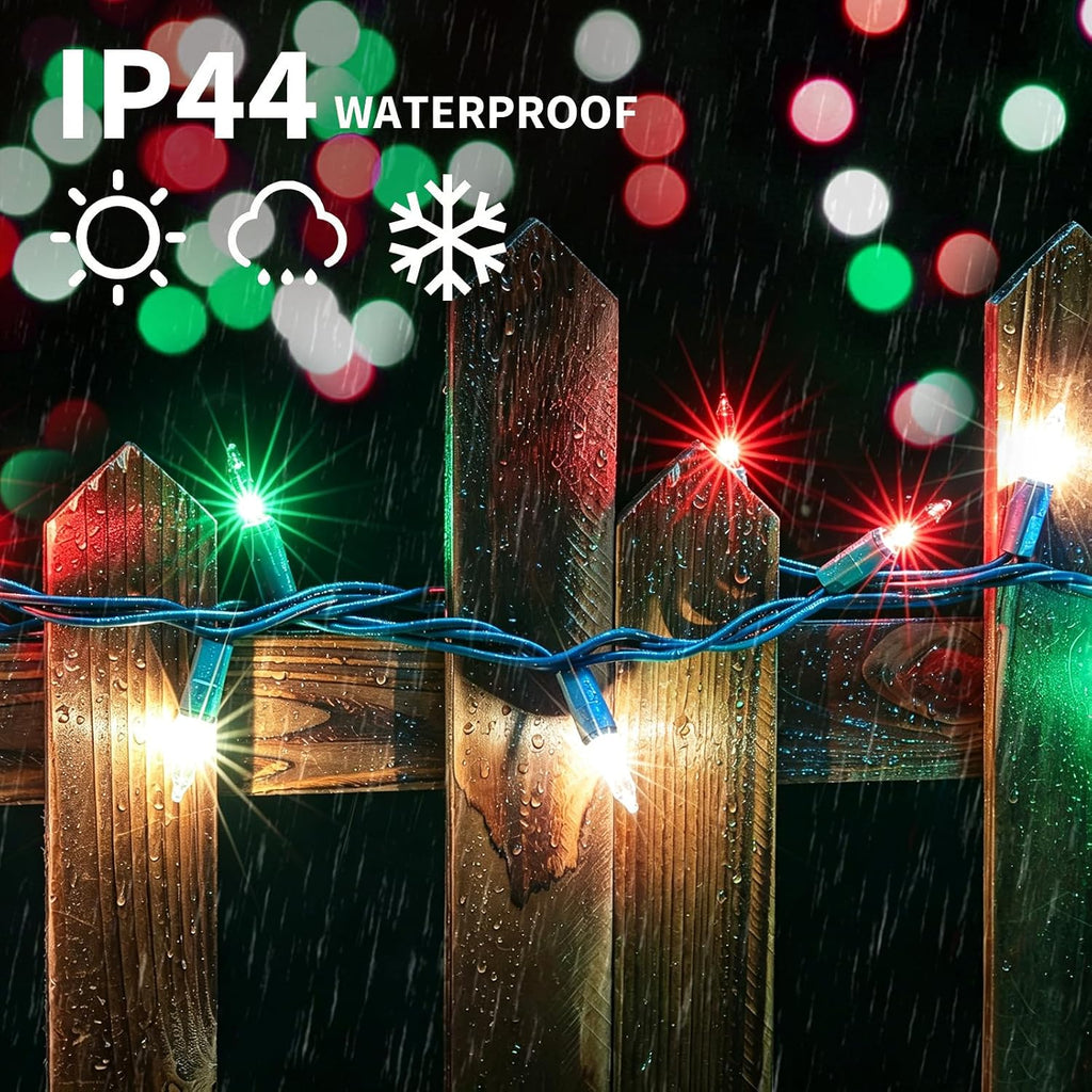 LAMPHOME Super-Bright Extendable Warm White Green red Christmas Lights Decoration 150Lights 31.9ft UL Certified Mini Bulb String Lights for Outdoor Christmas Tree Garden Patio Wedding Decor