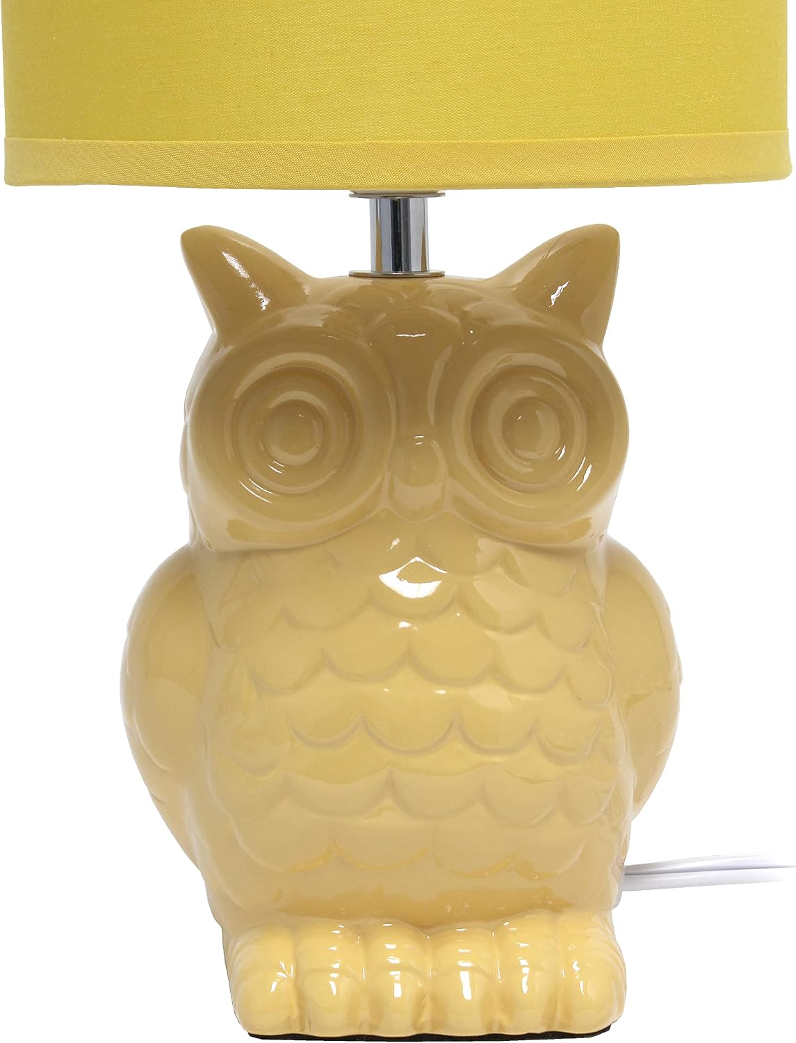 Simple Designs LT1136-DLN 12.8" Contemporary Ceramic Owl Bedside Table Desk Lamp w Matching Fabric Shade for Decor, Bedroom, Nightstand, Living Room, Entryway, Kids' Room, Nursery, Dandelion Yellow