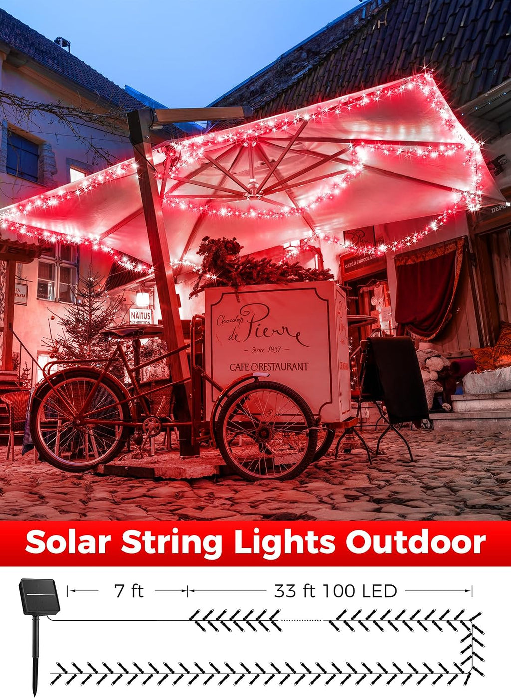 Minetom Solar Christmas Lights Outdoor Waterproof, 2Pack Total 80FT 200 LED