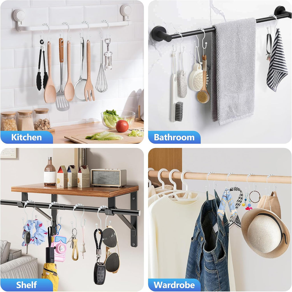 Resze 12PCS Shower Curtain Hooks, Sturdy Metal Shower Curtain Rings(White)