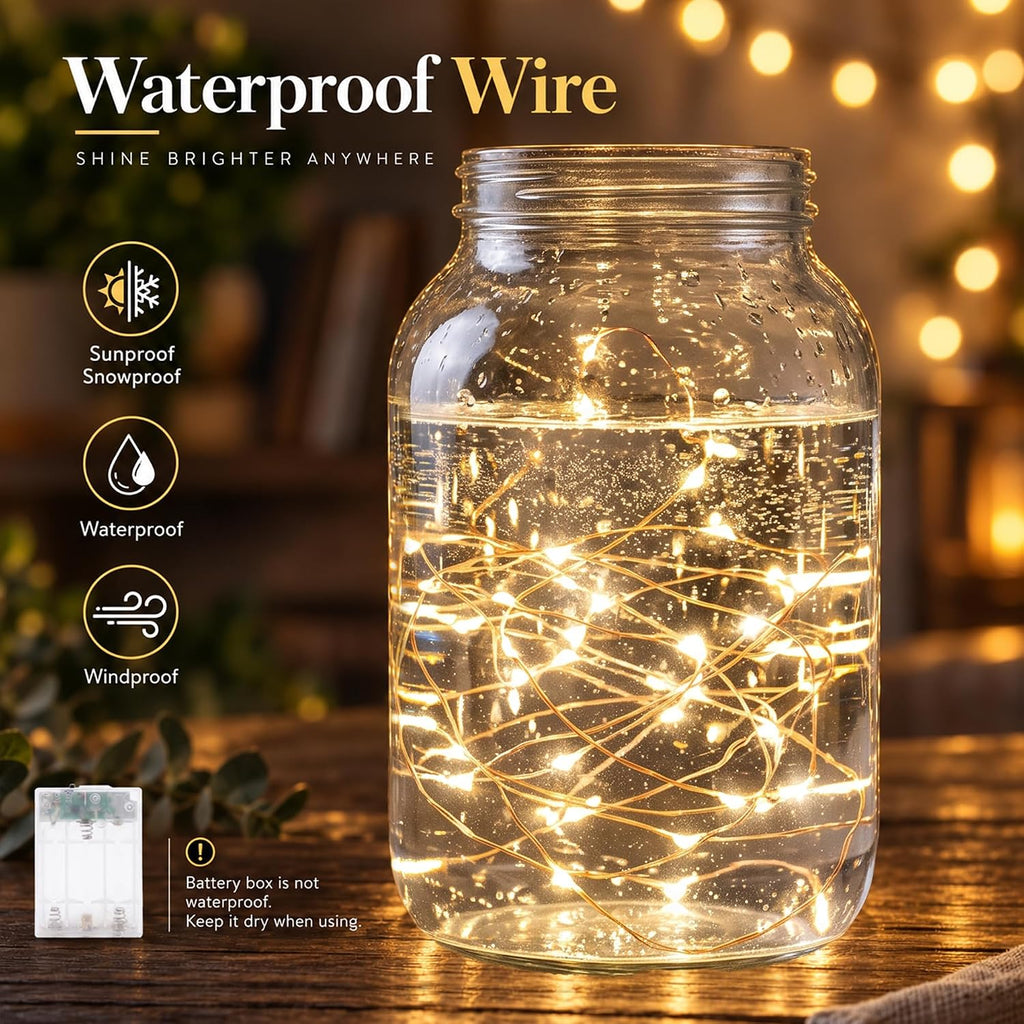 Adamonda 4 Pack Twinkle Fairy Lights Battery Operated,80FT Total (20FT per Strand), 240 Mini LEDs, IP65 Waterproof String Lights for Bedroom Christmas Party Indoor & Outdoor Decoration(Warm White)