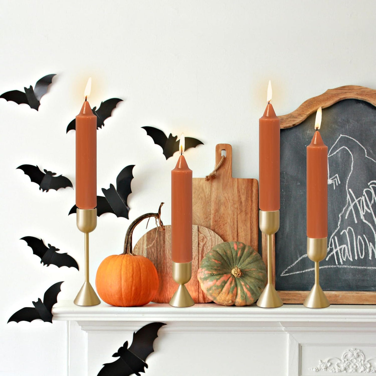 Pumpkin Orange Taper Candle Candle Sticks, 7 Inch Mini Pillar Candles Taper Candles, 4PCS Handmade Unscenteds Candlesticks for Festive Halloween Thanksgiving Day Fall Home Decor