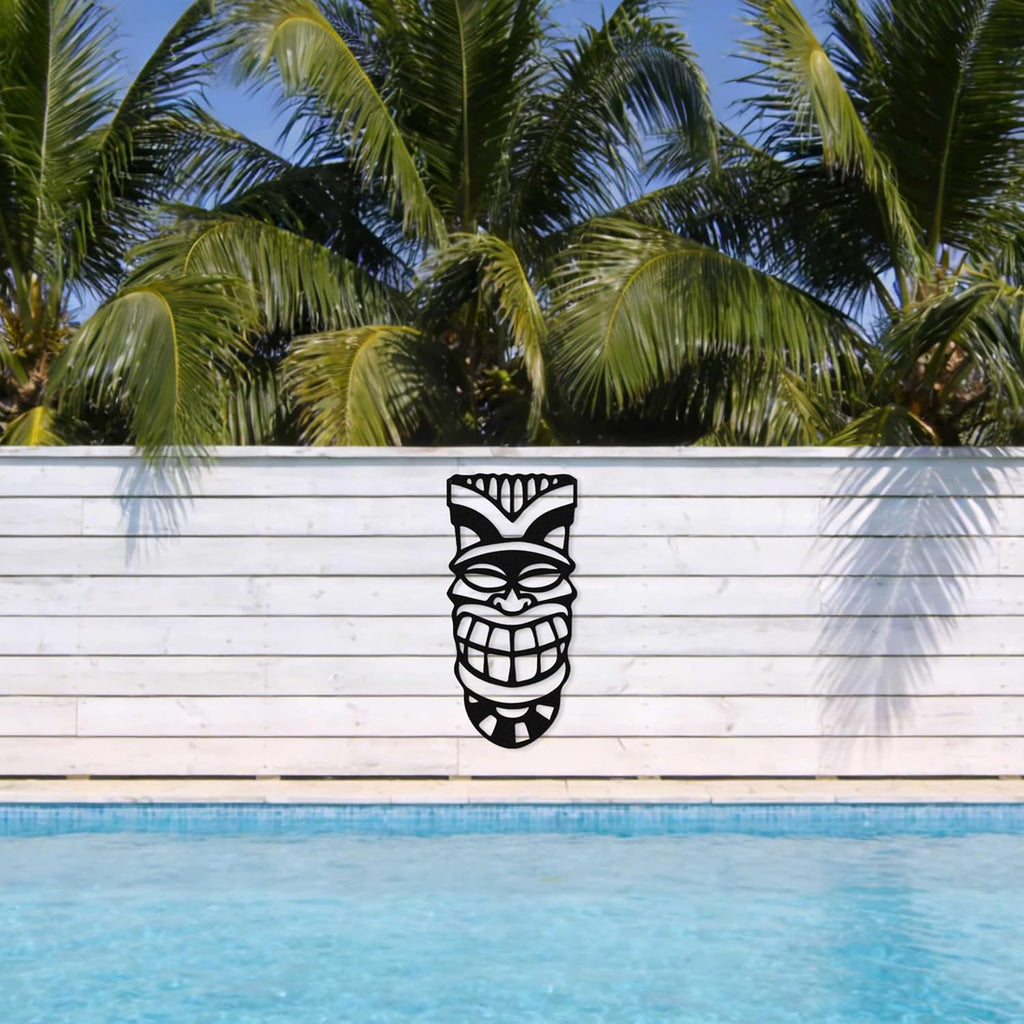 Zckjnoi Black Metal Tiki Mask Wall Decor, Tropical Tikis Art Decoration for Tiki Bar, Tiki Partys, Luau Partys and Hawaiian-Themed Party, Tiki Bar Accessories, Tiki Bars Statue Gifts