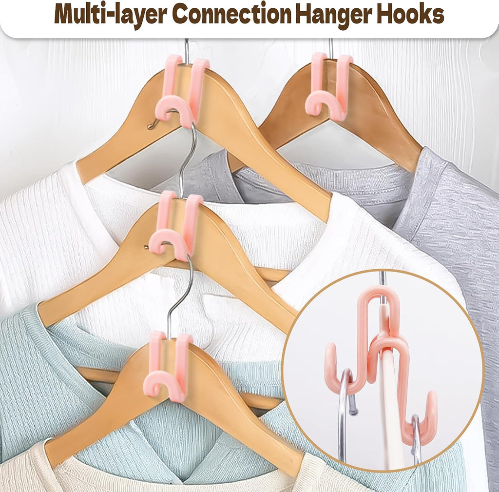 Mlici 60pc Space-Saving Hanger Hooks, Hanger Connector Hooks for Dorm, Pink