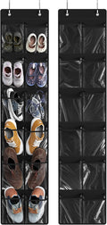 Simple Houseware 12 Pockets Large Over Door Shoe Organizer, 2 Pack, Black
