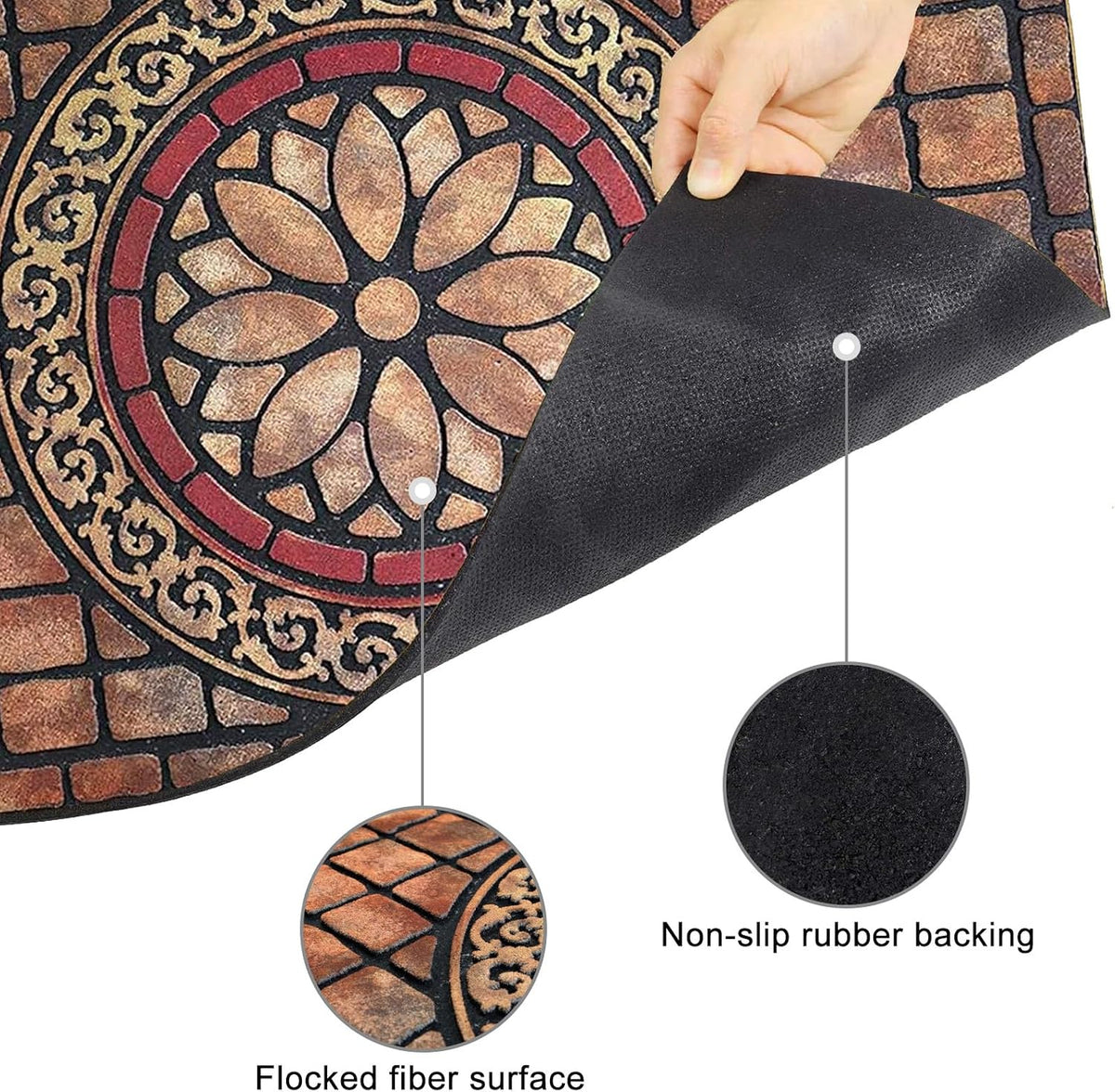 CHICHIC Rectangle Entrance Door Mat Large 24 x 36 Inch High Traffic Area Entry Way Doormat Front Door Rugs Outdoors Heavy Duty Welcome Mat, Non Slip Rubber Back Low Profile for Garage
