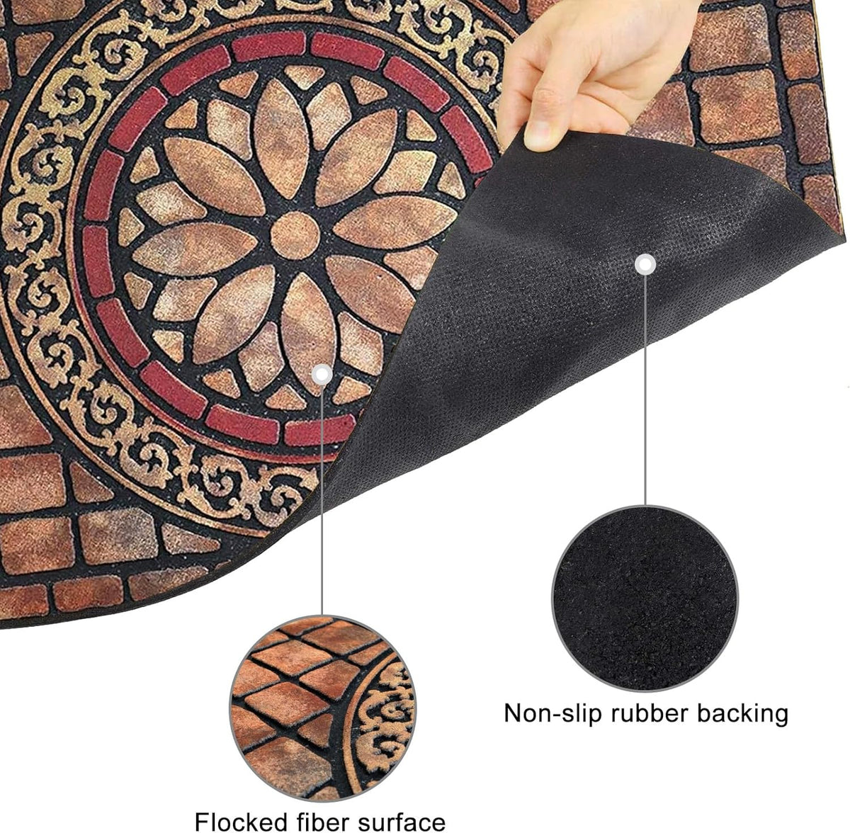 CHICHIC Rectangle Entrance Door Mat Large 18 x 30 Inch High Traffic Area Entry Way Doormat Front Door Rugs Outdoors Heavy Duty Welcome Mat, Non Slip Rubber Back Low Profile for Garage