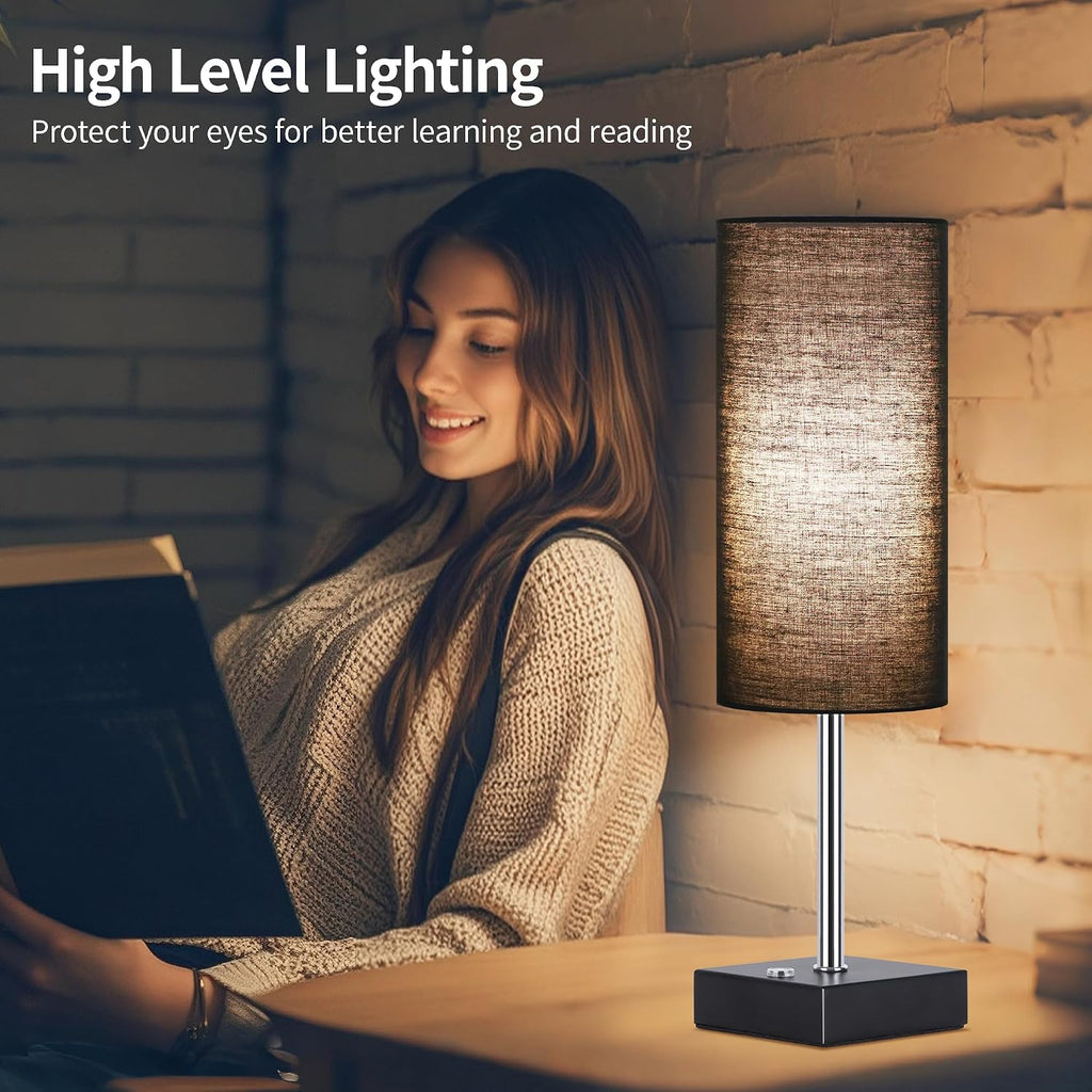 AVV Cordless Table Lamp with Dimmable, Rechargeable 3 Modes Battery Powered Bedside Lamp, Battery Operated Lamps for Night Stand, Touch Lamp for Bedroom, Living Room, Reading,15 Inch Black 2PK