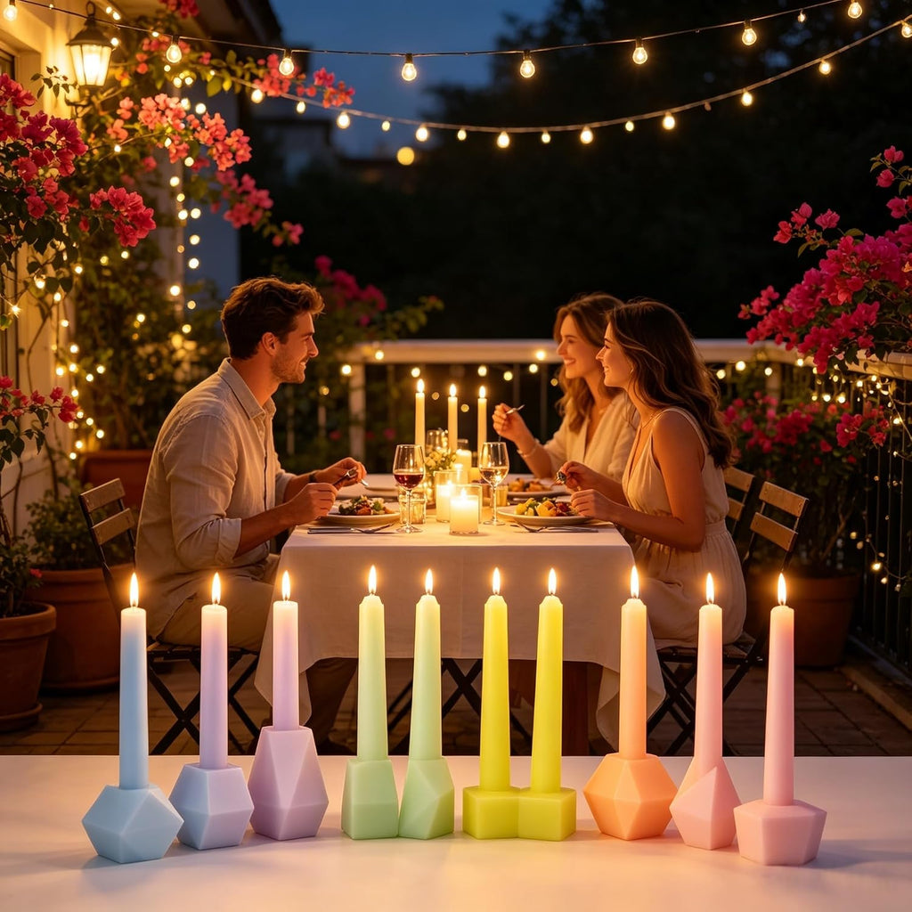 Pastel Unscented Taper Candles for Spring Easter Home Table Decor