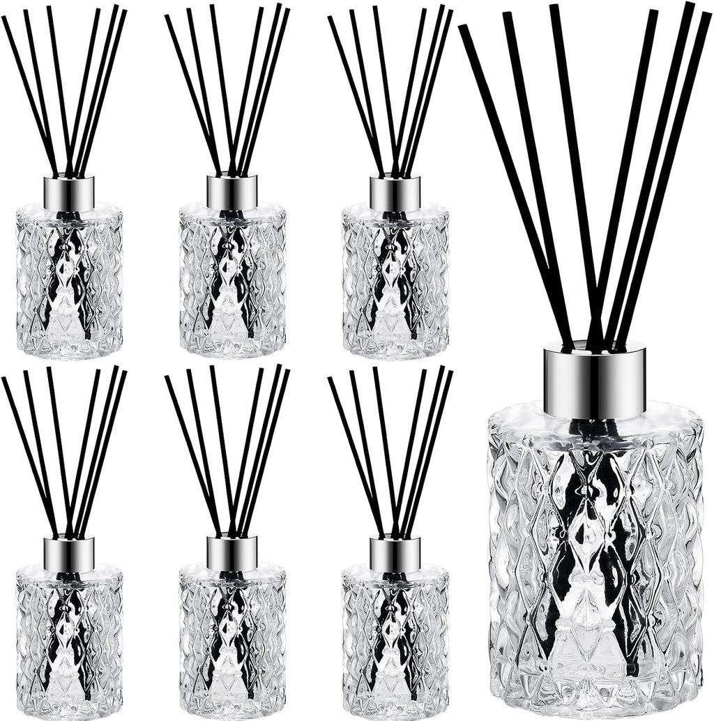 Norme 6 Pack Empty Reed Diffuser Bottles with Caps Rattan Sticks, Silver