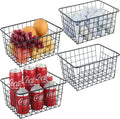 JUNCHU CHERRY Wire Kitchen Storage Basket 4 Packs,Perfect Pantry Organization Accessories Basket,Laundry Baskets,Countertop Organization,Suitable for Kitchen,Bathroom,Bedroom,Tabletop,Stackable,Black
