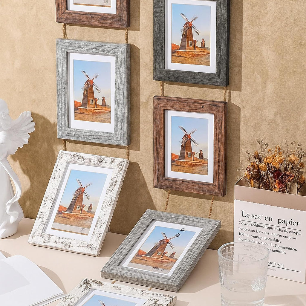 Qunclay 2 Set 4x6 Hanging Collage Picture Frames, Farmhouse Wall Decor