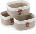 Geelin 3 Pcs Highland Cow Baskets for Gift Cute Farmhouse Brown Woven Rope Gift Baskets Shelf Organizer Laundry Hamper Storage Bin for Closet Bedroom Decor Nursery Toy Organizing, 11.8''x7.8''x4.7''