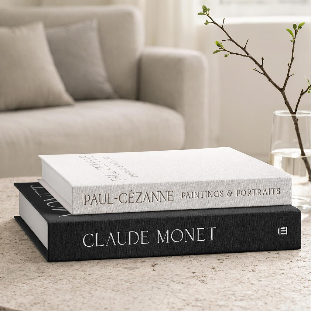 Aesthetic Decorative Books - Coffee Table Books Decor - Faux Decor Book Storage Box for Decoration - Set of 2 Linen Fake Book for Home Table Decors - Photo Storage Keepsake Box