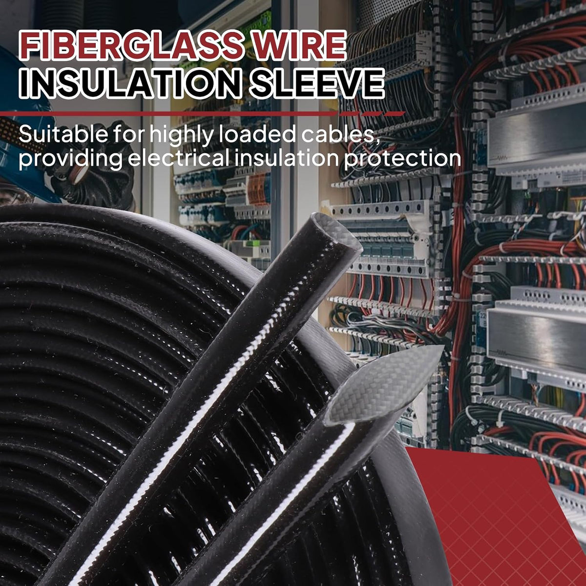 Silicone Fiberglass Sleeve Heat Shield Wire Protective High Temperature Electrical Insulation Self-extinguishing Black (9/16"-9ft)