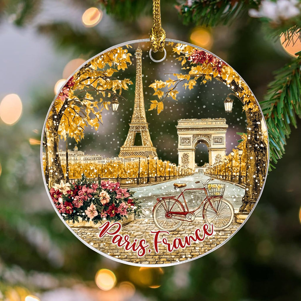 Paris Christmas Acrylic Ornament 2025, Eiffel Ornament, Paris Family Decor, France Christmas Hanging, France Lover Gifts, Gift Exchange Present