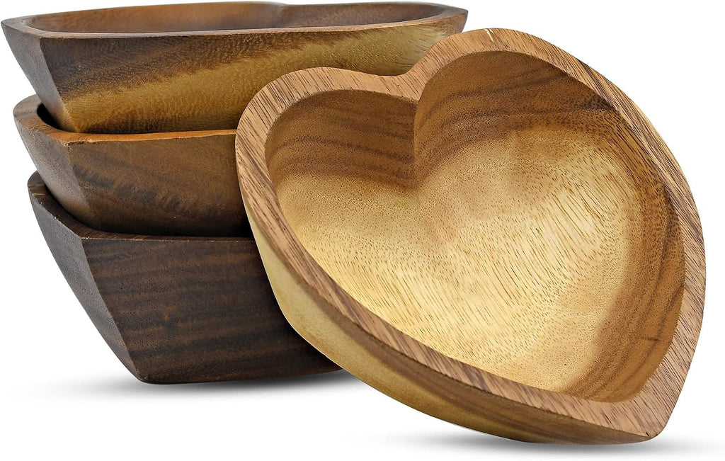 AeraVida Love of Nature Carved Heart Shaped Tamarind Tree Wooden Bowl | Tamarind Wood Kitchen Decor | Heart Shaped Bowl