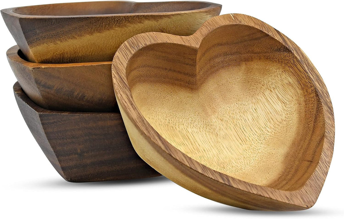 AeraVida Love of Nature Carved Heart Shaped Tamarind Tree Wooden Bowl | Tamarind Wood Kitchen Decor | Heart Shaped Bowl
