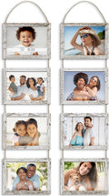 5x7 Hanging Picture Frames Collage with 8 Openings - Distressed White, 2 PK