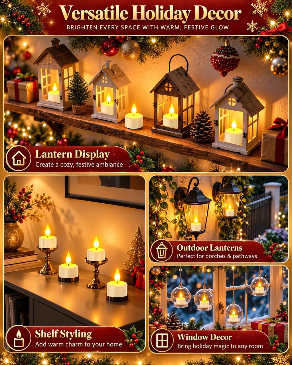 SoulBay Rechargeable Tea Lights with Remote, 12pcs Flameless Flickering LED Candles with Timer & USB Charging Cable, No Battery Needed, for Home Lantern Table Party Holiday Decorations