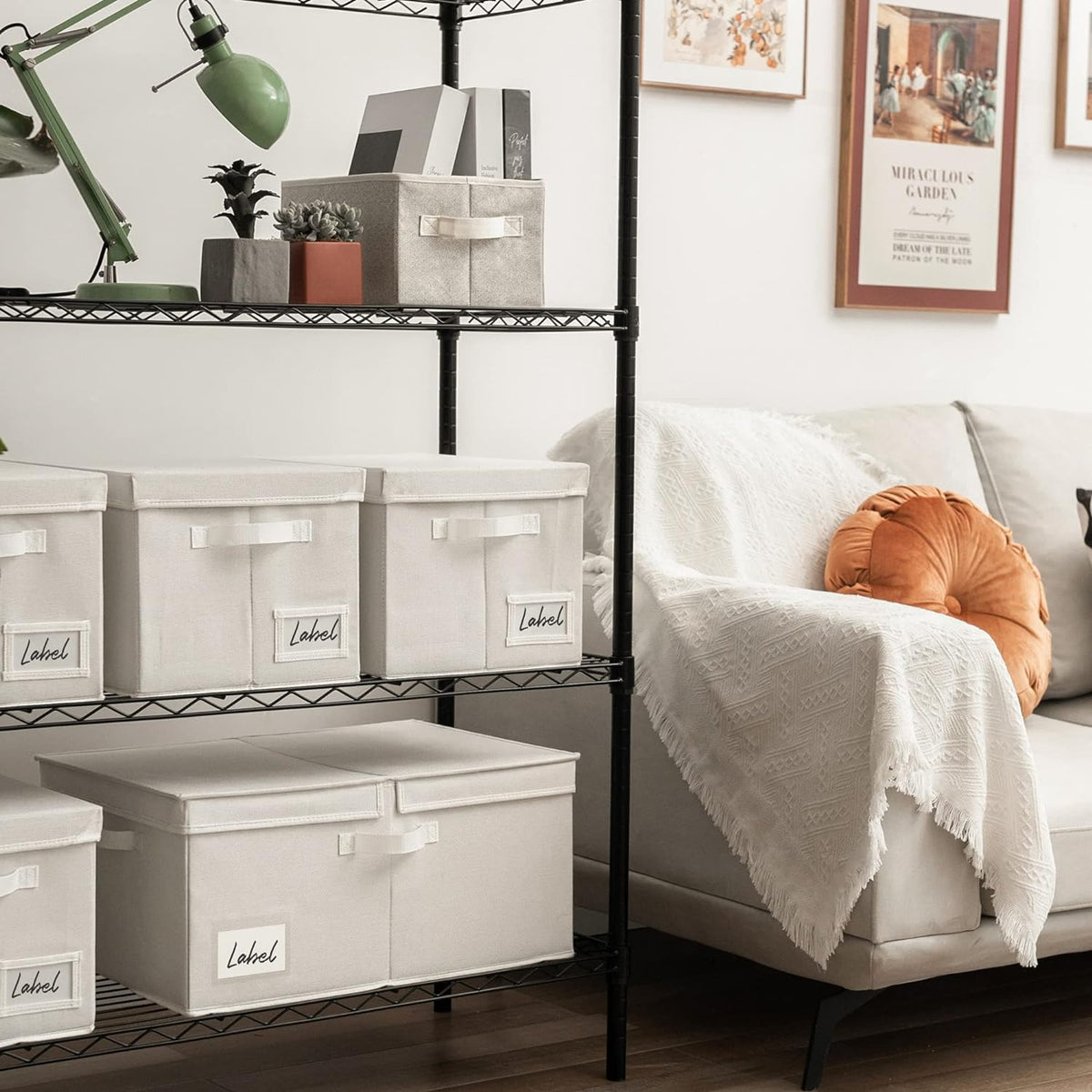 GRANNY SAYS Extra Large Storage Bins with Lids, Closet Bins, Beige