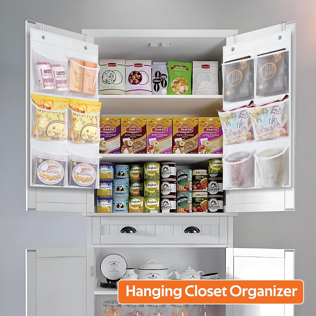 KIMBORA 2 Packs Narrow Over the Door/Wall Shoe Organizer Cruise, Small Hanging Shoe Rack for Closet with Clear Mesh Pocket for Bathroom, RV, Pantry, Camping (White)