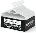 Fontaines Luxury White Velvet Felt Non Slip Clothes Hangers 50 Pack - Ultra Slim & Space Saving - Heavy Duty Swivel Hook for Clothing, Suit, Top, Tie, Shirt, Skirt & Pant Organization