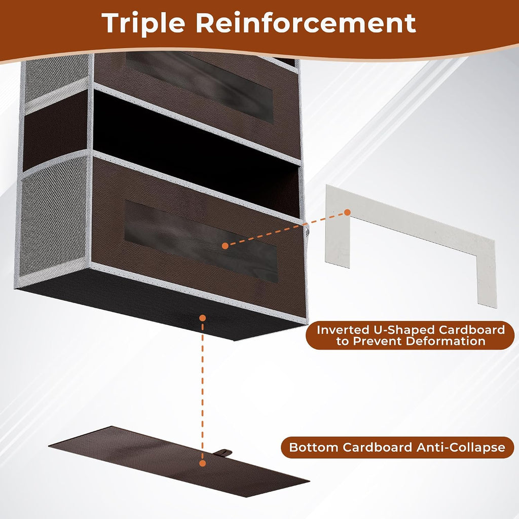 2 Pack 5 Tier Over the Door Organizer for Bathroom, Bedroom, Pantry, Brown