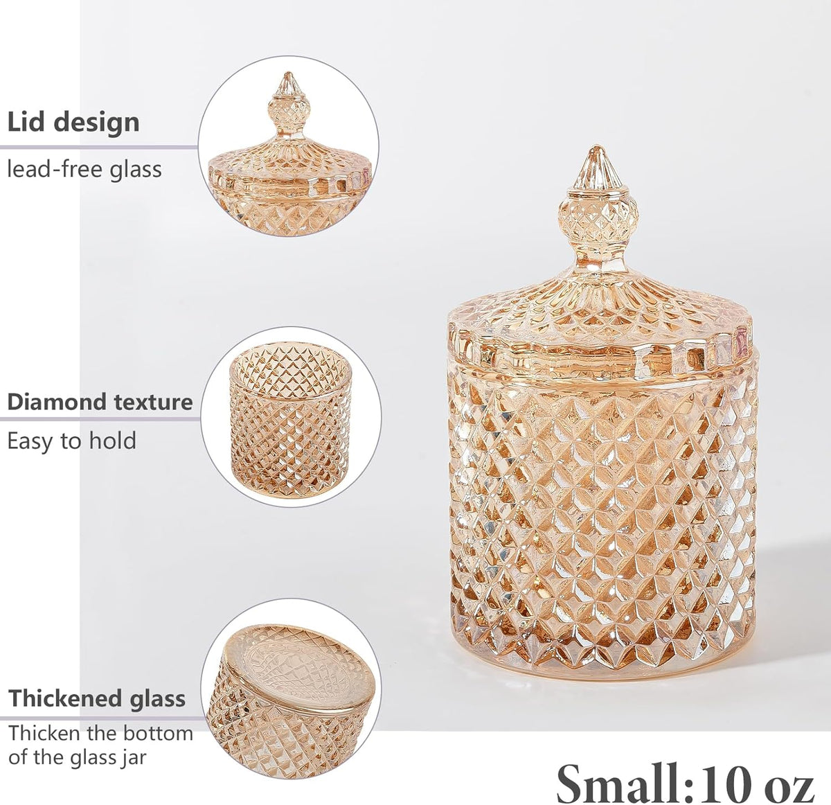 2 Pack Qtip Holder Apothecary Jars with Lid, Thick Glass, Amber