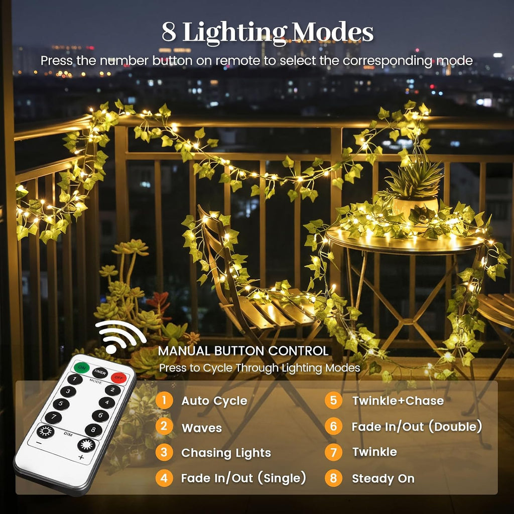 DomeStar 40 FT 120 LED Fairy Lights with Vines, Vines with Light, Curtain