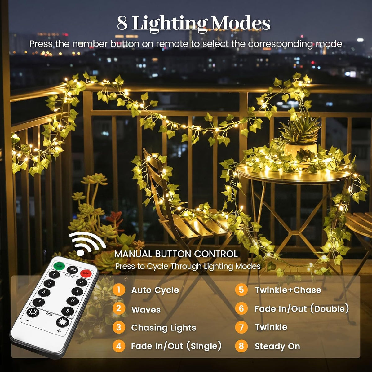 DomeStar 40 FT 120 LED Fairy Lights with Vines, Vines with Light, Curtain