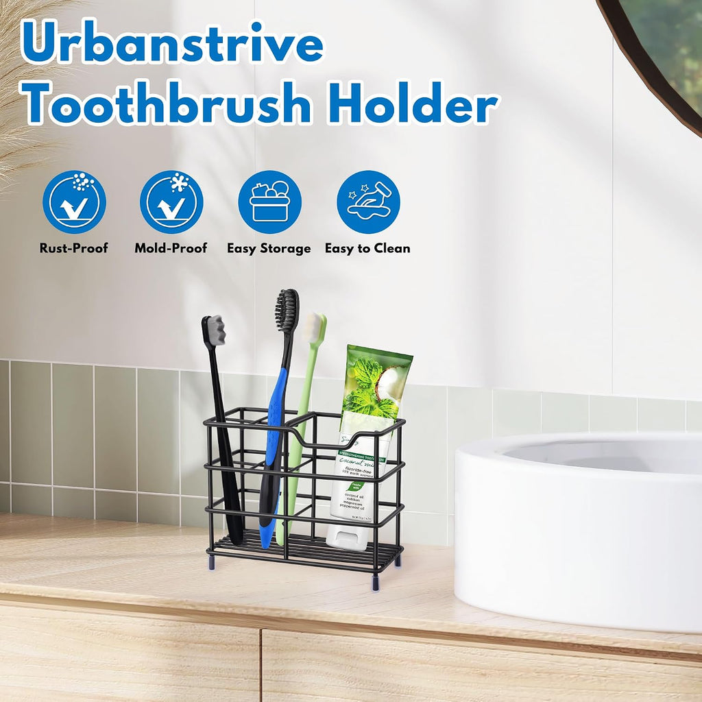 Toothbrush Holders for Bathrooms 304 Stainless Steel Quick Drying Black