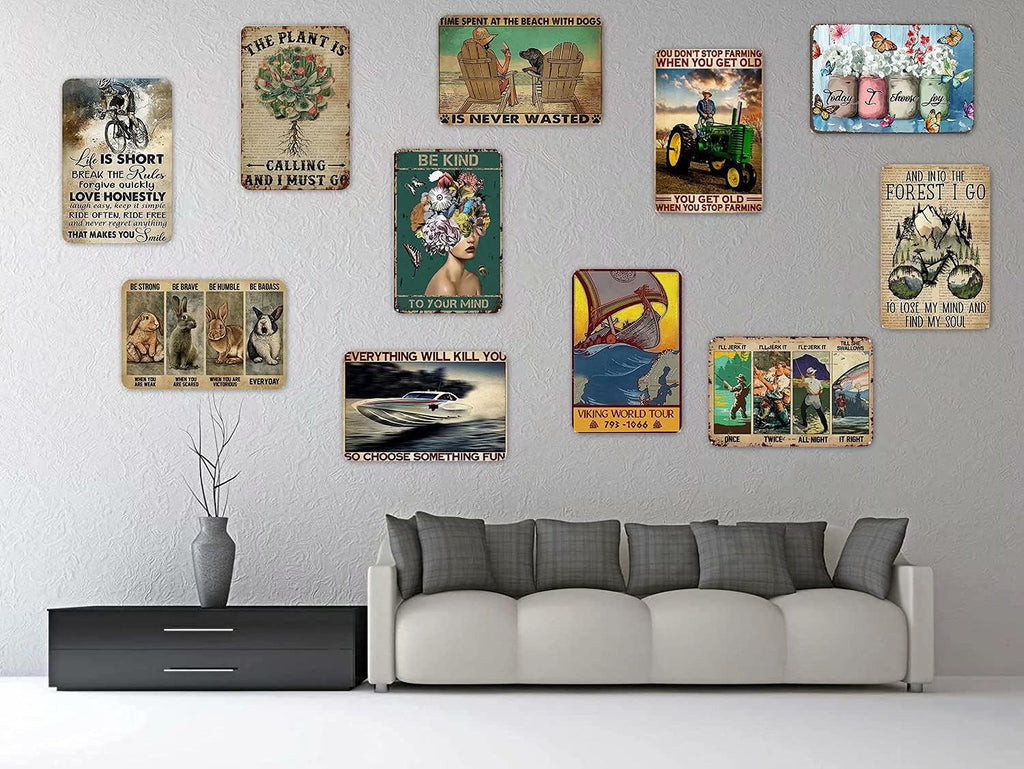 Hummingbird Metal Tin Sign,You are at Peace,Retro Vintage Bird Wall Decor Home Bedroom Bar Cafe Farm 8x12 Inch