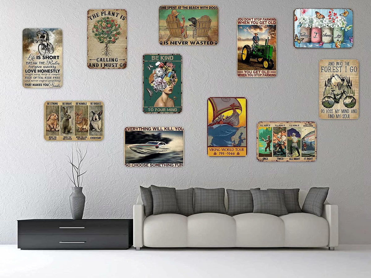 Hummingbird Metal Tin Sign,You are at Peace,Retro Vintage Bird Wall Decor Home Bedroom Bar Cafe Farm 8x12 Inch
