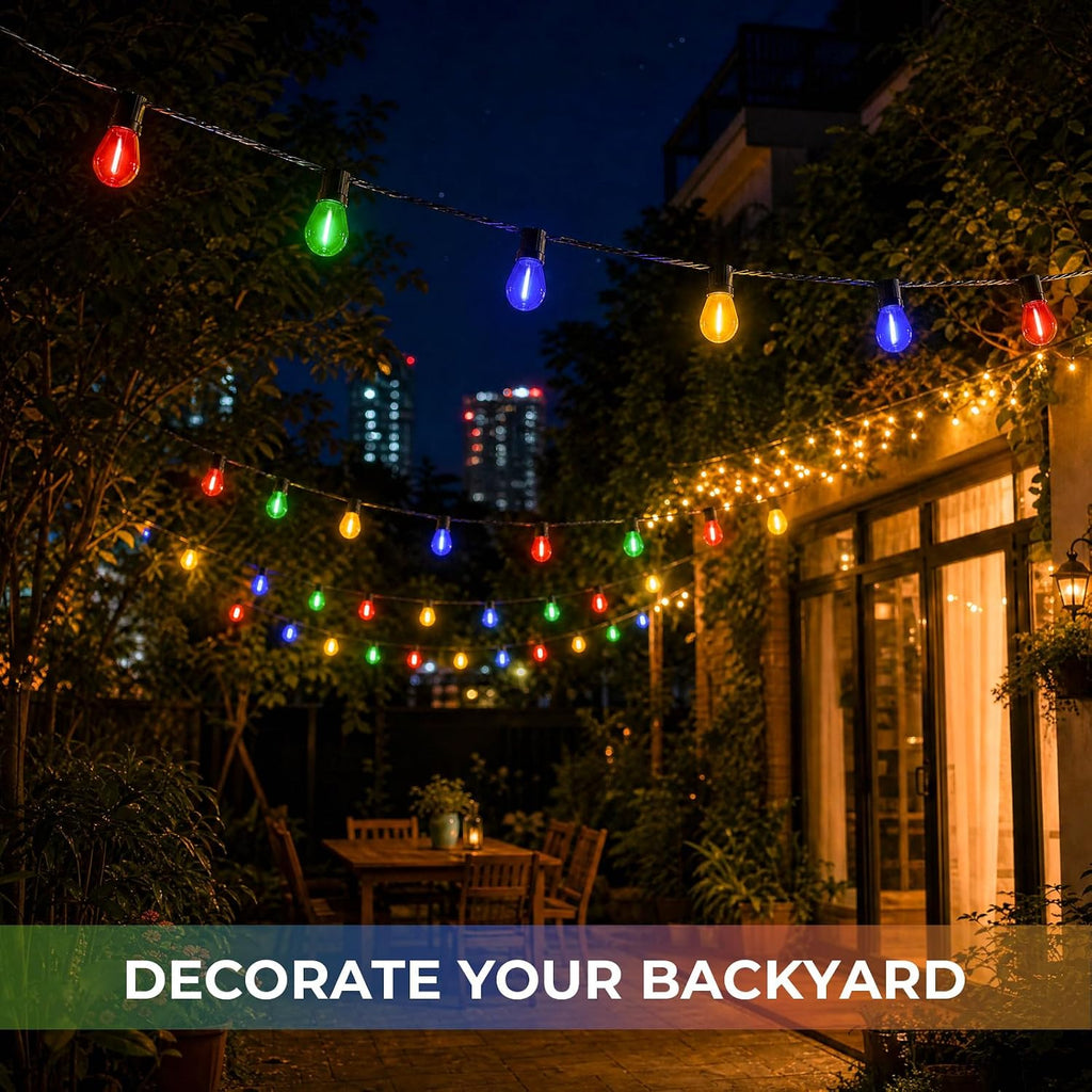 GvvooHome S14 Colored LED Outdoor String Bulbs for Christmas, 36-Pack