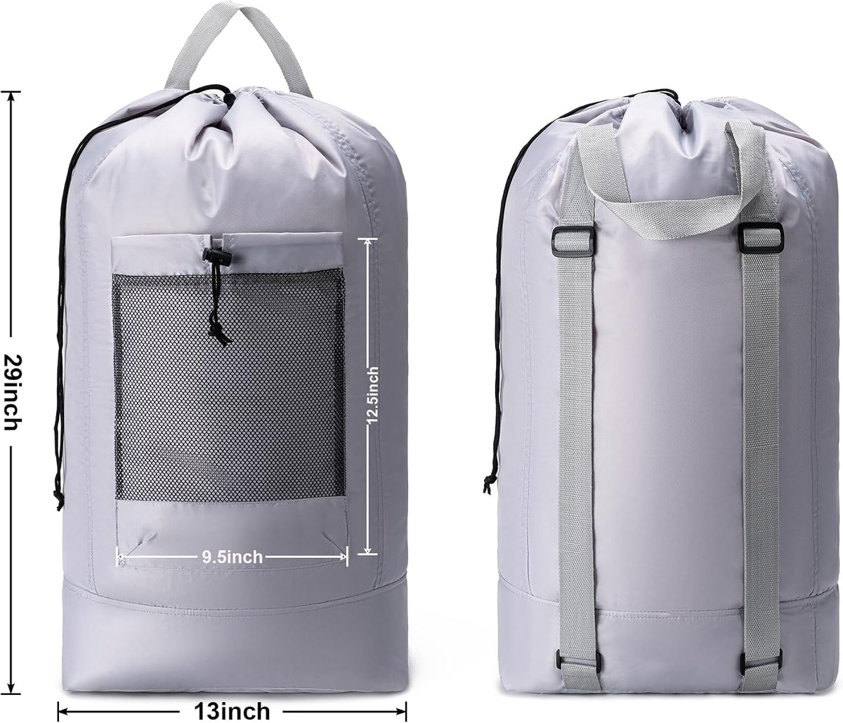 Backpack Laundry Bag,Large Travel Laundry Bags (Grey)