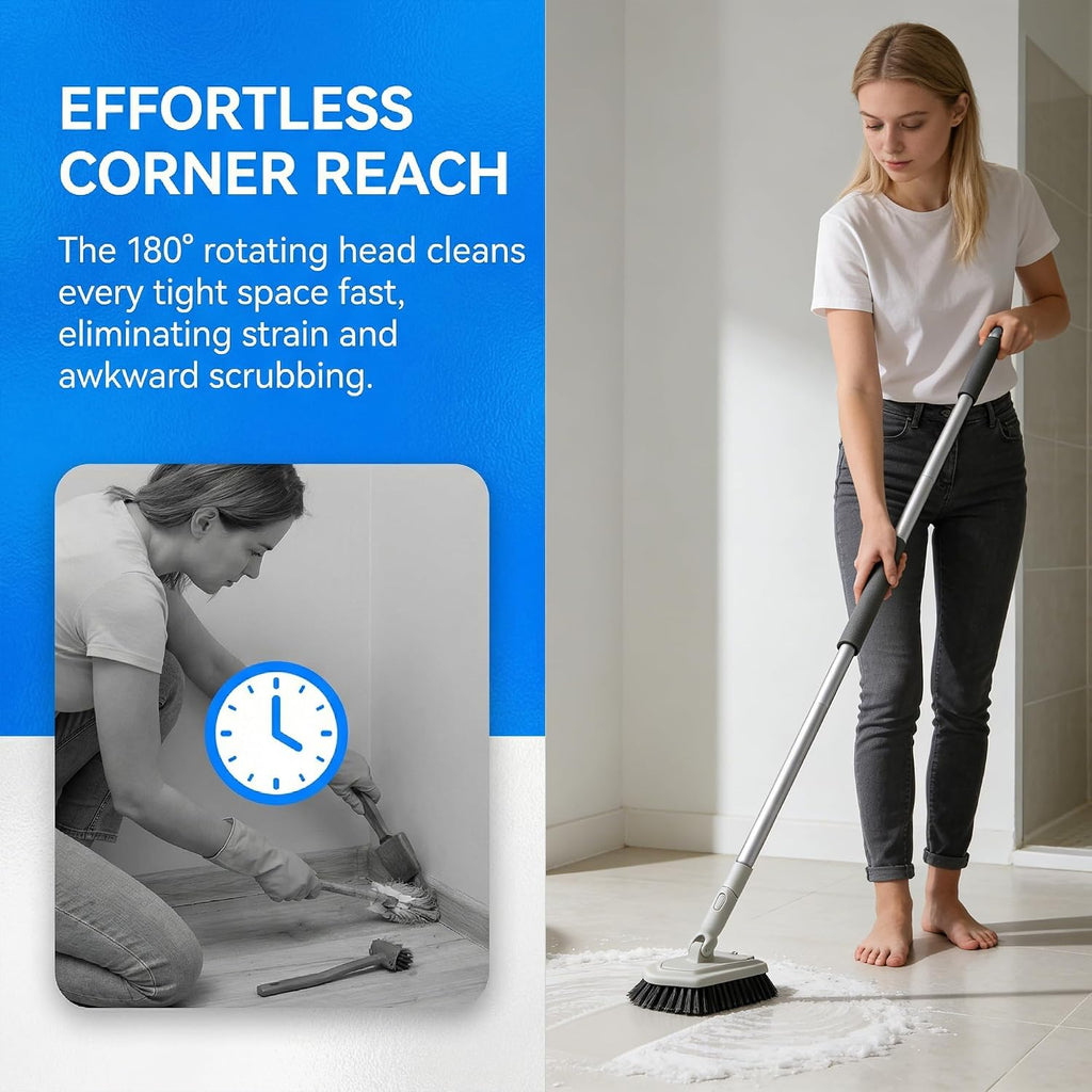 Tile Tub Scrubber Brush with Different Function Cleaning Heads