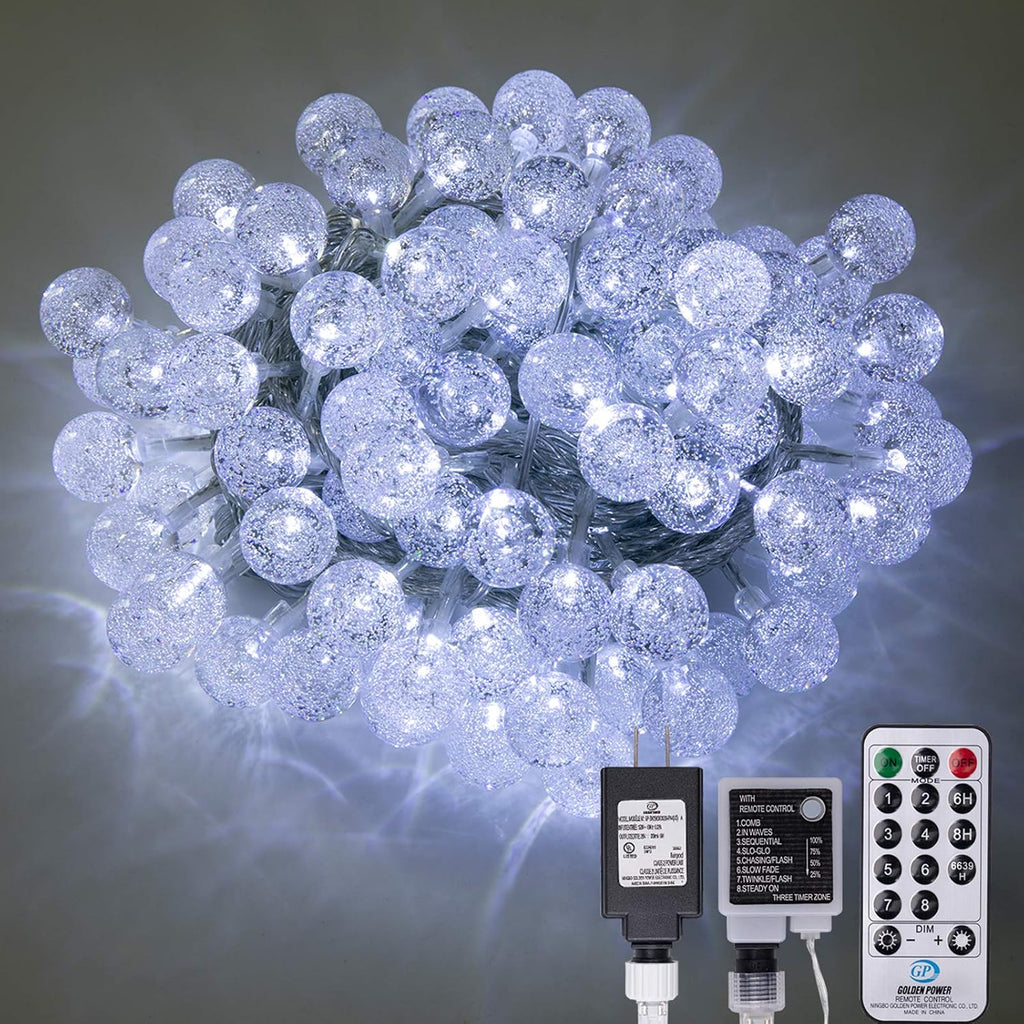 AWQ 100LED 49FT Globe Crystal Bubble Lights for Christmas Tree White