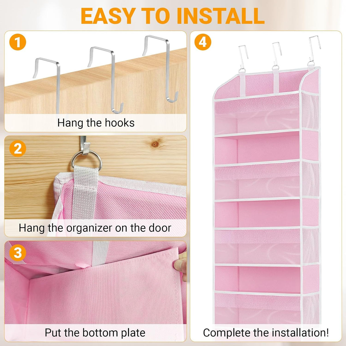 Gray 5 Layers Over The Door Organizer, Heavy Duty Hanging Organizer with Clear Window, 5 Large Pockets & 10 Mesh Side Pockets for Bedroom, Bathroom, Pantry, Nursery, Stores Shoes, Diapers