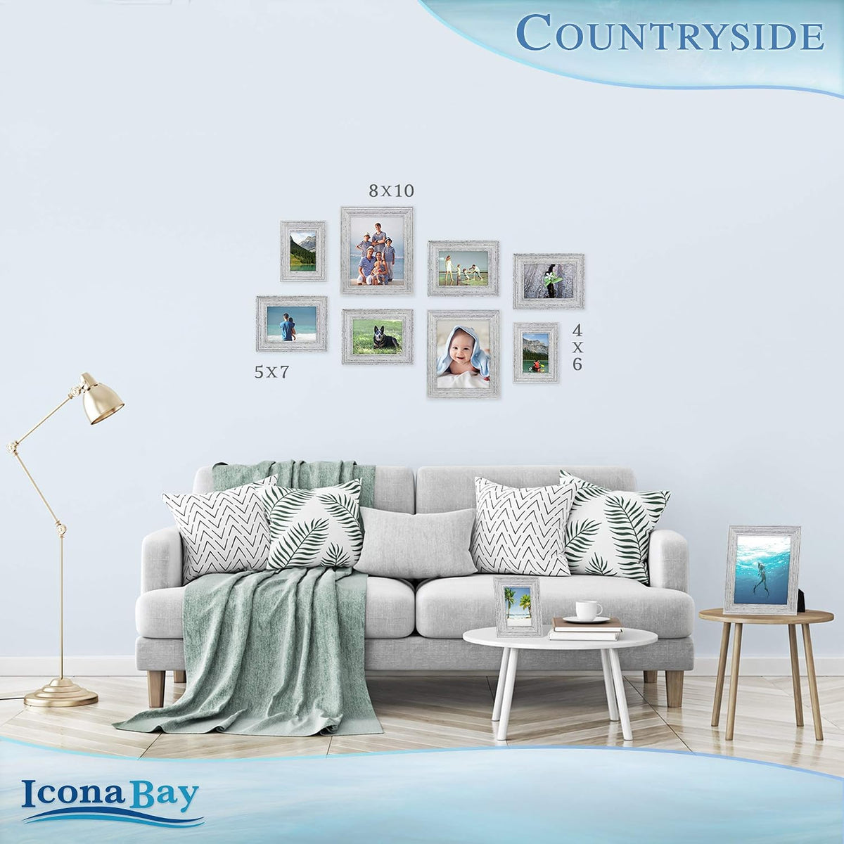 Icona Bay 8x10 Picture Frames (Speckled Gray, 6 Pack), French Country Style Picture Frame Set, Wall Mount or Table Top, Countryside Collection