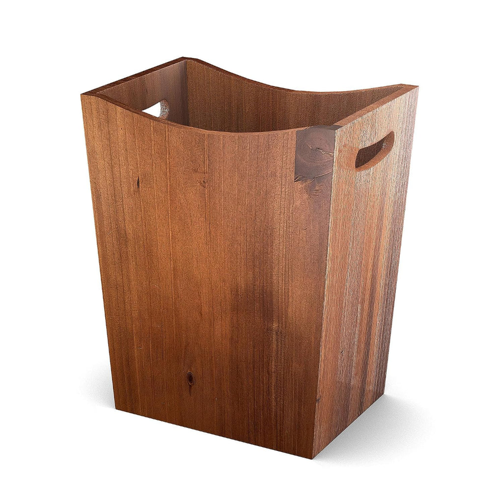 Wood Waste Basket, 2 Gallon Rectangular Trash Can with Handles