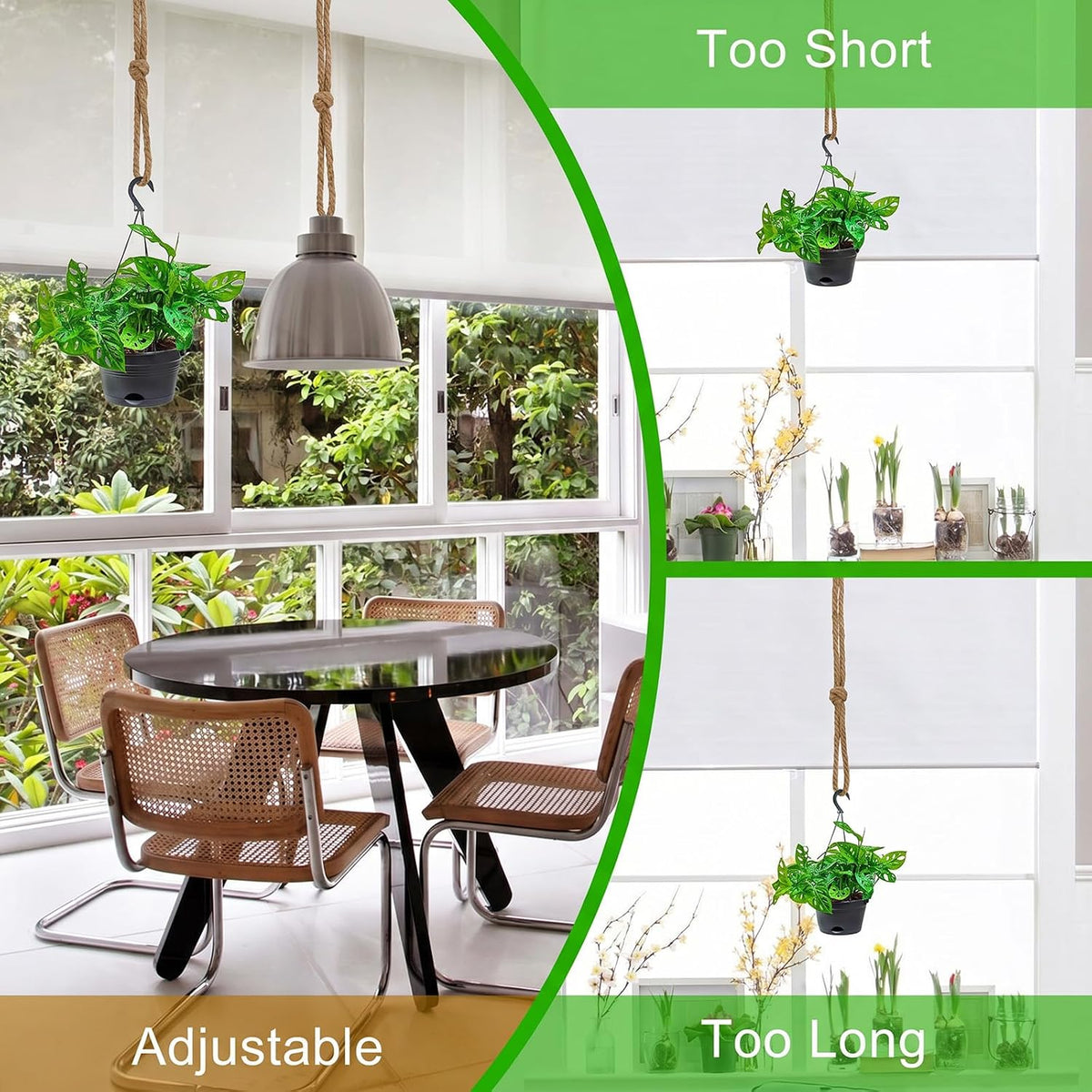 Styquenzer 4 Pcs Adjustable Macrame Plant Hanger Extenders Indoor Hanging Planter Connectable Hanging-Plant Extender Rope Plants Extenders for Baskets Outdoor Plant Decoration(Brown)